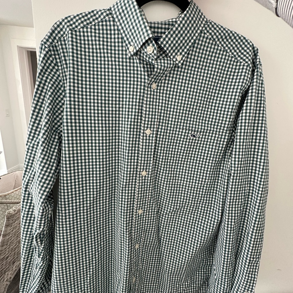 Green Checkered button down Men's Shirt